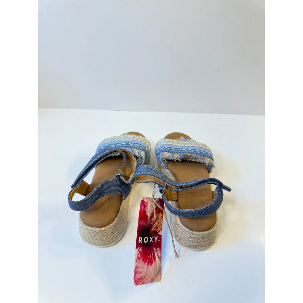 Roxy Kids Sandals Platform Braided Jute Wedge Multicolor US 11